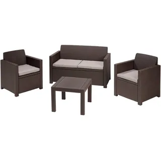 Allibert Lounge Set Rattan, Alabama, Braun, 4-teiliges Lounge Set in Rattanoptik