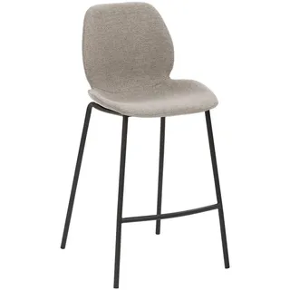 Tresenstuhl , Schwarz, Hellgrau , Metall, Textil , Rundrohr , 49x96x49 cm , Stoffauswahl , Esszimmer, Barmöbel, Barhocker