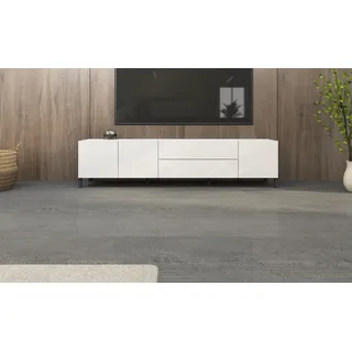 Lowboard BORCHARDT MÖBEL "Sophia, Tv-Schrank Breite 190 cm", weiß (weiß matt), B:190cm H:45cm T:35cm, Holzwerkstoff, Sideboards, Lowboard, 3 Türen und 2 Schubkästen, Metallfüße