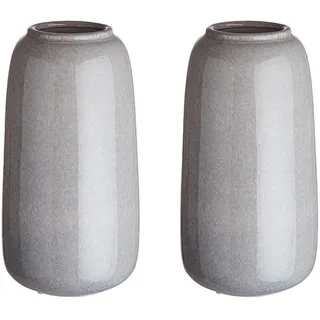 Butlers Vase (2er Set) Lou , Grau , Keramik , 21 cm , Dekoration, Vasen, Keramikvasen