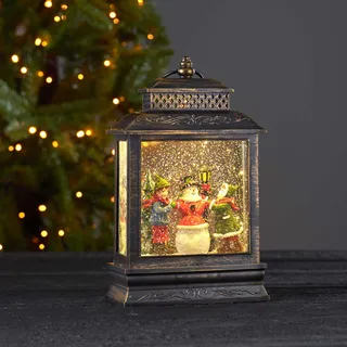 Star Trading LED-Laterne "Vinter", Kinder mit Schneemann,Bronze - Bronze
