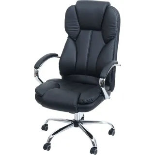 Profi-Bürostuhl Kansas XXL Chefsessel Drehstuhl US-Version, 150kg belastbar, Kunstleder schwarz - Schwarz