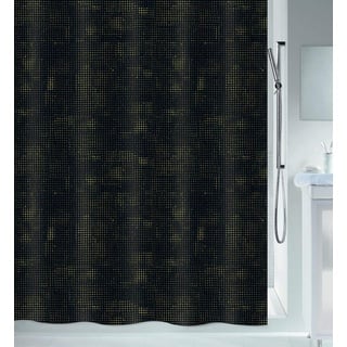 Spirella Duschvorhang - Anti-Bakteriell, waschbar, wasserdicht, Polyester, „Georges“ 180x200cm Schwarz Gold