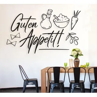 tjapalo® a35 wandtattoo guten appetit Wandtattoo küchensprüche Wandsticker Esszimmer sprüche Küche mordern Wandtattoo Küche lustig, Farbe: dunkelgrau, Größe: B80xH38cm