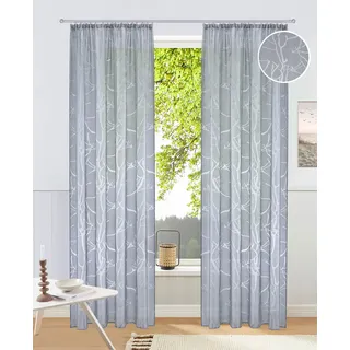 Gardine OTTO HOME "Anna" Gr. 1, grau, B:140cm H:145cm, Ausbrenner, Polyester, Viskose, Gardinen, Gardine, Viskose, Polyester, Äste-Motiv, Topseller