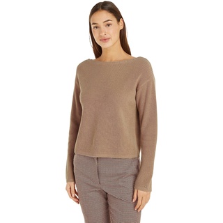 Tommy Hilfiger Damen Pullover Open-Neck Baumwolle, Beige (Merino), M