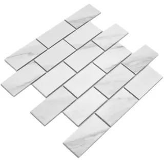 Mosaik weiss Steinoptik Keramik matt Rechteck Wand Boden Küche Dusche WB26M-1102