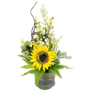 I.GE.A. Kunstblume »Sonnenblume« Im Topf aus Keramik Blumen Arrangement Tischdeko, gelb
