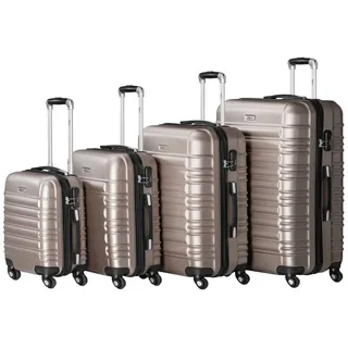 Zelsius Koffer Set 4 Stück, Champagner, ABS Reisekoffer mit Zahlenschloss, und Innen Trennwand | Beige