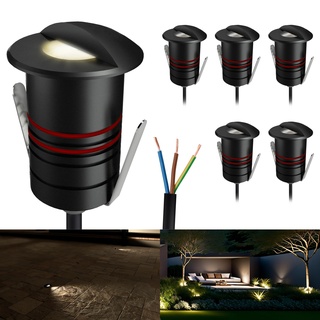 SSC-LUXon JAVO 6er Set Boden Einbaustrahler Aussenbereich IP67 warmweißes Licht Ø 47mm - Wegleuchte 230V mit seitlichem Licht