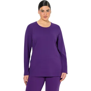 Ulla Popken Damen große Größen Übergrößen bis 64, Oberteil, Langarmshirt, Basic, Langarm, Rundhalsausschnitt, tiefes violett 58+ 646801840-58+