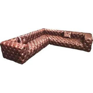 Ecksofa Sofa Couch Wohnlandschaft Eckgarnitur Sofas Couchen Chesterfield Möbel - Braun