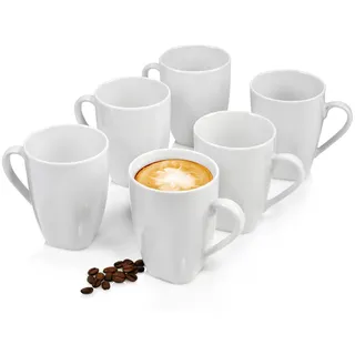 Sänger Kaffeebecher SET Avalon - 6 teilig aus Porzellan , Weiß , Keramik , 6-teilig , 32.5x18.5x22.5 cm , kratzfest , Geschirr, Tassen, Tassen Sets
