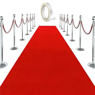 YuLiMirich Roter Teppich Läufer Teppich 1x5m Eventteppich Hochzeitsteppich VIP Event Teppich Rutschfester Red Carpet Empfangsteppich Messeteppich für Hochzeit Party Flur