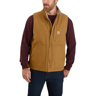 Carhartt Herren Weste mit Lockerer Passform, Washed Duck mit Sherpa-Futter und Stehkragen Work Utility Oberbekleidung, Braun, 5XL Groß Tall