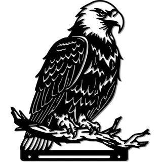 WADORN Adler Aus Metall Kunstdekor Für Garten Und Hof Vogel Auf AST Dekorative Gartenstecker Aus Eisen Wildtier Schwarze Silhouette Zaundekoration Für Den Außenbereich Für Bäume Wandornamente