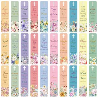 120 Stück Bibelversen Lesezeichen mit hohlem Kreuz für Frauen Schrift Lesezeichen Christliche Buchmarker für Muttertagsgeschenke Frauen Kirchenbedarf, Blumenstil (Blume)