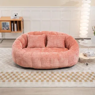 Ball & Cast Sitzsack, Durable Komfort Chenille Lazy Bag, Beanbag Chair mit 2 Kissen für Schlafzimmer, Büro, Rosa, 2 Sitze