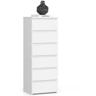 home collective Kommode mit sechs Schubladen, 109 cm hoch und 40 cm breit, Wohnzimmer, Schlafzimmer, Flur, Schrank, Sideboard, Highboard, viel Stauraum, weiß