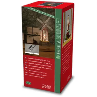Konstsmide LED Wasserlaterne, "Windmühle", bunt, wassergefüllt, wählbare Energiefunktion, mit 5h Timer, 1 warm weiße Diode, batteriebetrieben & USB, Innen, 3 x C 1.5V (exkl.) - 4294-000