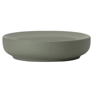 ZONE Denmark Ume Seifenschale, Seifenhalter, Seifenablage fürs Waschbecken, Steinzeug mit Soft Touch-Beschichtung, Durchm. 12 cm, Olive Green