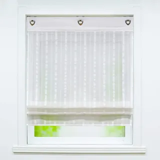 Joyswahl Voile Ösenrollo Unifarbenes Raffrollo mit schönen Längsstreifen »Ursel« Schals Fenster Gardine mit Hakenaufhängung, ohne Bohren BxH 80x140cm A016 1 Stück