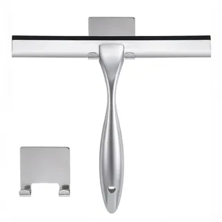 NETANY Duschabzieher 25,4 cm Silber Abzieher Allzweckabzieher aus Edelstahl für Badezimmer, Duschtüren, Spiegel, Fliesen und Autofenster - 100% streifenfrei