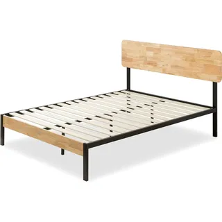 Zinus Olivia Bett 120 x 190 cm – Bettgestell 36 cm hoch – Plattformbett aus Metall und Holz mit Lattenrost aus Holz