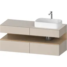 Duravit Qatego Konsolenwaschtischunterbau, 2 Auszüge, 2 Schubkästen, Ausschnitt rechts, 1400x550x600mm, Nische Eiche Natur, QA4766030, Farbe: Taupe Matt