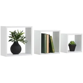 Xora Wandregalset , Weiß , Holzwerkstoff , 3-teilig , 20-28x20-28x12 cm , Bsci , Wohnzimmer, Regale, Wandregale