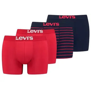 Levi's Levi’s Basic-Boxershorts, einfarbige und gestreifte Baumwollunterwäsche für Männer mit elastischem Bund, kein Hochrutschen, 4er-Pack