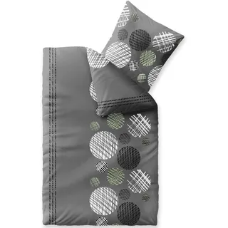 aqua-textil Trend Bettwäsche 135x200 cm 2tlg. Baumwolle Bettbezug Ciara Punkte Streifen Grau Anthrazit Weiß