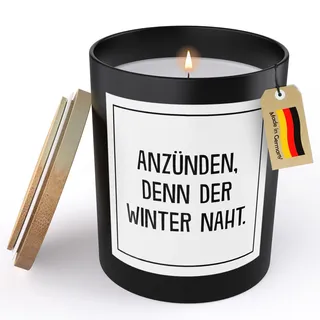 (HANDGEMACHT) Lustige Spruchkerze Winter Deko Frauen Geschenk Männer Anzönden Sojawachs Kerze im Glas Schwarz Duftkerze Statement (VEGAN, ZITRUS)