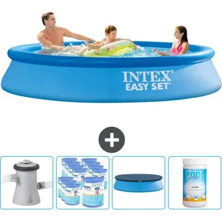 Intex runder aufblasbarer Easy Set-Schwimmpool – 305 x 61 cm – Blau – inklusive Pumpe Filter - Abdeckung - Chlor