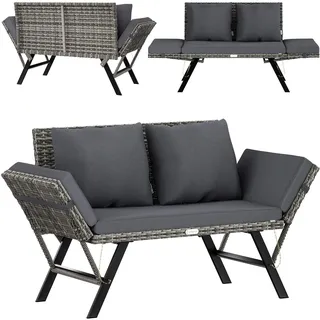 Polyrattan Gartenbank Grau 176x56x81cm