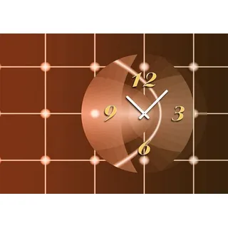 Wanduhr, Dixtime Designer Luxusuhr, 30cm x 40cm, edle Wanduhren, Wohnraumuhr klassisches Design, braun kupfer,  6147-0009 - Braun, Kupfer