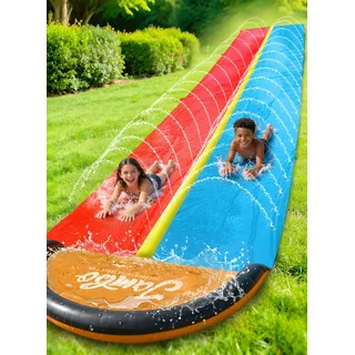 JAMBO Rasen-Wasserrutsche mit Sprinkler 732 cm/ 24 ft, Wasserrutsche Garten für Kinder, Aufblasbare Wasserrutsche, Wasserrutschmatte für Sommer, Wasserspielzeug Kinder Outdoor