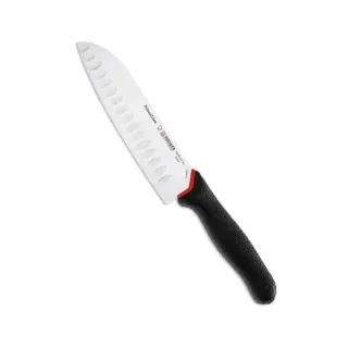 Giesser Santoku Kochmesser mit Kullenschliff schwarz,