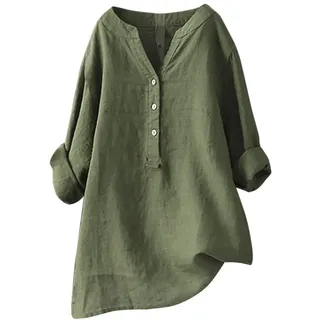 Blusen & Tuniken Leinenbluse FüR Tunika Shirts Damen Sommer Langarm Oversize Shirt GroßE GrößEn Longbluse Musselin Bluse Damenblusen