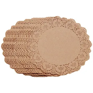 FSSTUD Platzdeckchen aus Papier, rund, 16,5 cm, für Desserts, Kuchen, Party, Essen, Papier, Tischset, braunes Papier, Tischdeckchen, formelle Veranstaltungen, Geschirr, Deckchen für Hochzeiten, 100