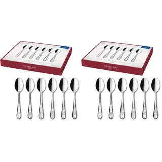 Villeroy & Boch – Toy's Delight Kaffeelöffel Set 6 teilig Silber Platin, Spülmaschinenfest, Kaffeelöffel Besteck Set Rostfrei, Besteckset Kleine Löffel, Edelstahl (Packung mit 2)