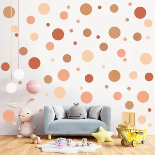 84 Stck. Wandsticker Kinderzimmer, Wandtattoo Punkte, Wandaufkleber Kinderzimmer Mädchen Jungen, Aufkleber Sticker Kreis Wandaufkleber für Babyzimmer und Kindergärten(orange Farbe)