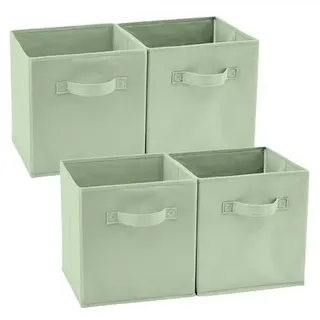 EZOWARE Aufbewahrungskörbe faltbare Würfel-Aufbewahrungsboxen, 4er-Set, faltbare Aufbewahrungsbox für Kleinkinder, Kinderzimmer, Zuhause, 26,7x26,7x28cm Pastell Grün