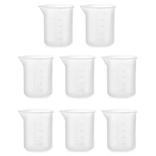 QWORK 8 Stück Silikon-Messbecher, 100 ml Silikonbecher für Harz, silikonbecher für epoxidharz, für Heimwerker Basteln, Epoxidharz, Gießformen, Wachsen, Küche
