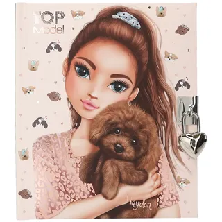 DEPESCHE 13570 TOPModel Kitty and Doggy - Tagebuch mit Herz-Schloss und Schlüssel, Buch in Rosa, mit Model Motiv, Hunde Muster und 192 linierten Seiten