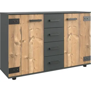Sideboard Industrial Style 130cm graphit, Fichte SUNDERLAND-43 - Grau