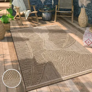 Outdoor Teppich wetterfest & langlebig Modern Jute-Sisal-Optik Terrasse & Balkon Grösse 160x220 cm - Beige