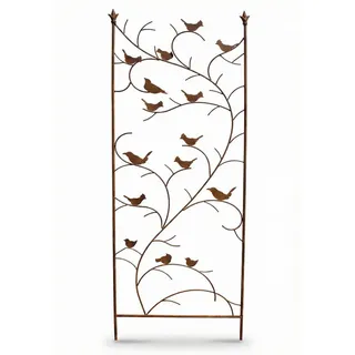 DanDiBo Rankgitter mit Vögel Metall Rostbraun 150 cm , Braun , 50x150x1 cm , Dekoration, Gartendeko