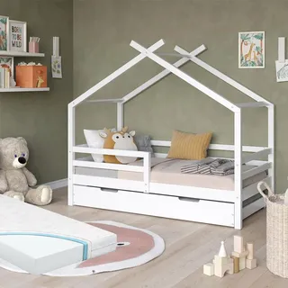 VitaliSpa Hausbett Luni 160 x 80 cm Kiefer massiv weiß