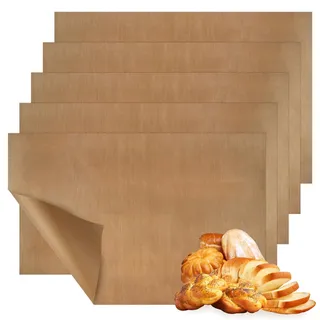 5 Stück Dauerbackfolie für Backofen 40x60cm Wiederverwendbares Backpapier Backofenmatte mit Teflon Antihaftbeschichtung Teflon Grillmatte bis 270°C Spülmaschinenfest und Zuschneidbar für Grill, Backen